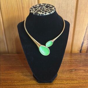 Robert Lee Morris Gold and Green Asymmetrical Necklace
